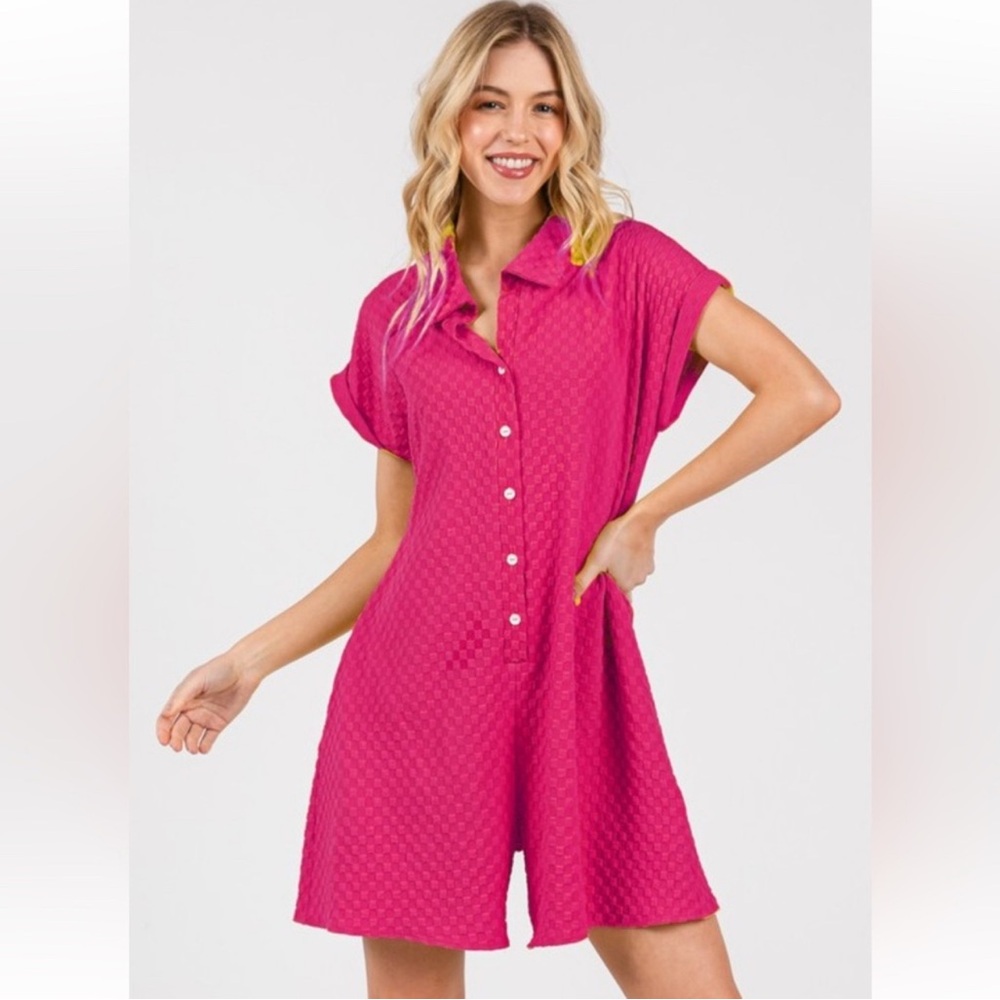 Pink Button-Up Romper